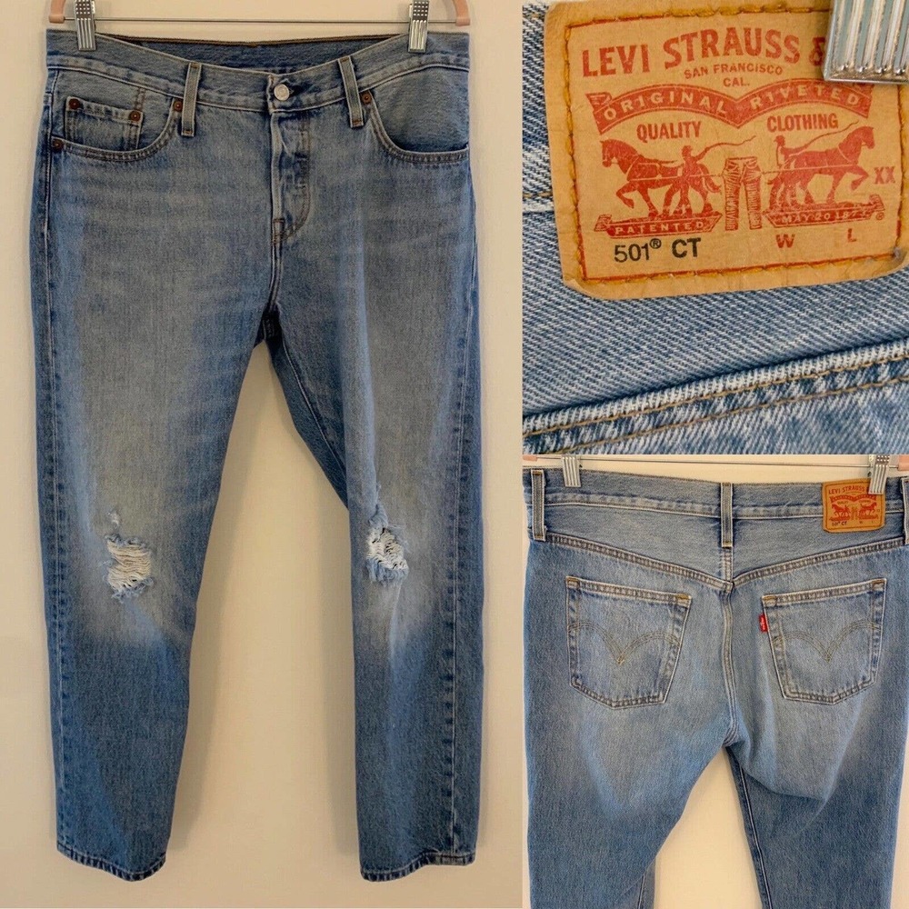 levis 501 Straight W28 L 34 jeans Blue Button Fly